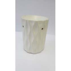 Duftlampe - Keramik  weiß/creme-matt - geriffelt