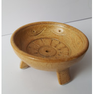 Räucherstäbchenhalter- Schale -  Keramik - Ocker rund