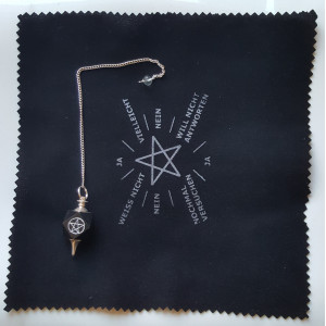 Pentagramm Pendel - mit Kette - Turmalin schwarz + Board